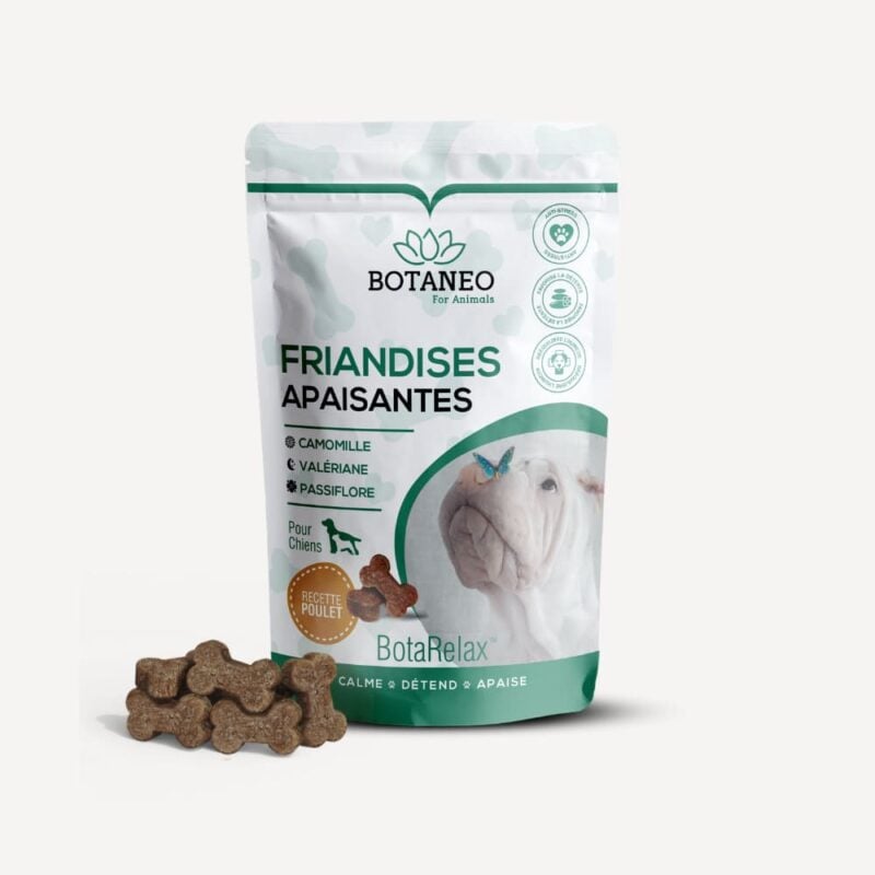 friandises anti-stress pour chien camomille valériane passiflore
